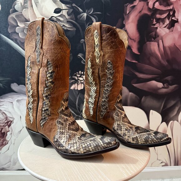 Rattlesnake Black Jack Cowboy Boots Womens 8.5 - Picture 3 of 5